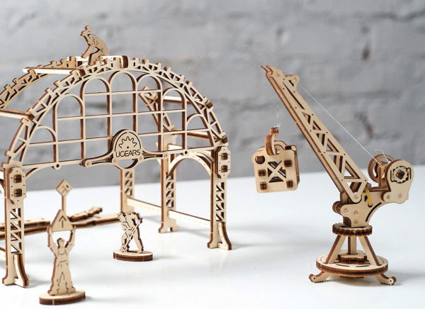 Puzzle 3D Macara pe Sine din Lemn Ugears [15]