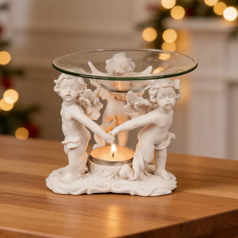 Arzator ulei divin cu ingerasi si suport sticla [1]