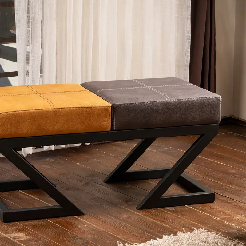 Bancheta Brda antracit-mustar, cadru metalic, tapiterie piele ecologica, design elegant [1]