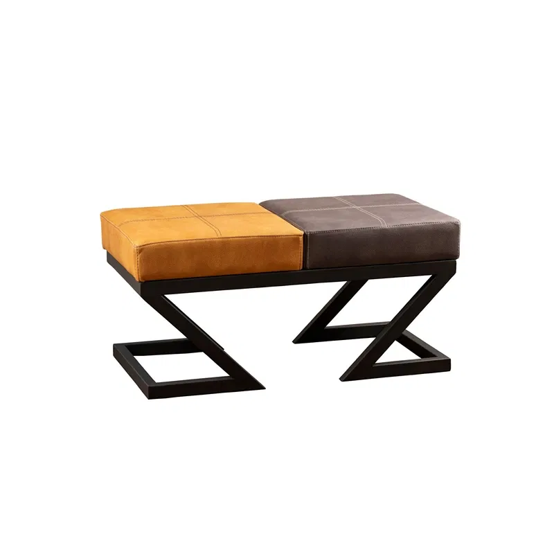 Bancheta Brda antracit-mustar, cadru metalic, tapiterie piele ecologica, design elegant [3]