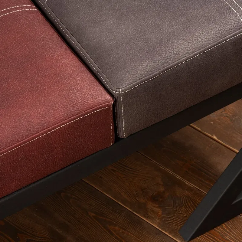 Bancheta Brda antracit-visiniu, cadru metalic, piele ecologica [3]