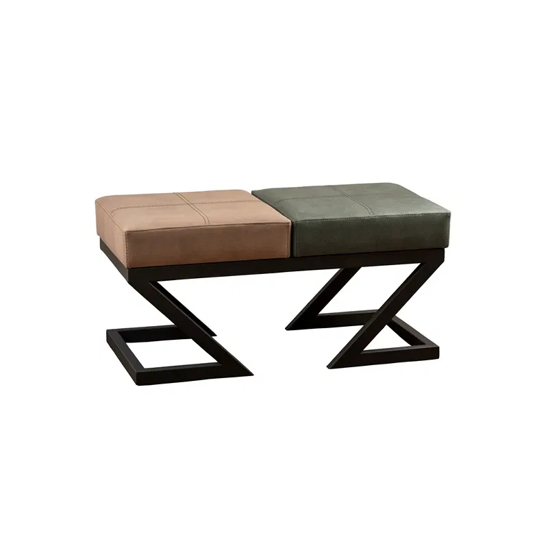 Bancheta Brda bej-verde, cadru metalic, piele ecologica, design modern [2]