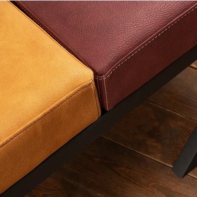 Bancheta Brda mustar-visiniu, structura metalica, piele ecologica [2]