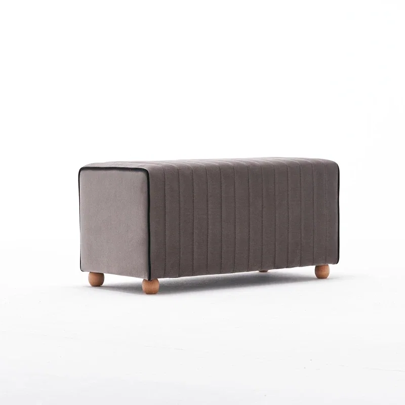 Bancheta Mabel, bej, catifea, baza din lemn, design modern [4]