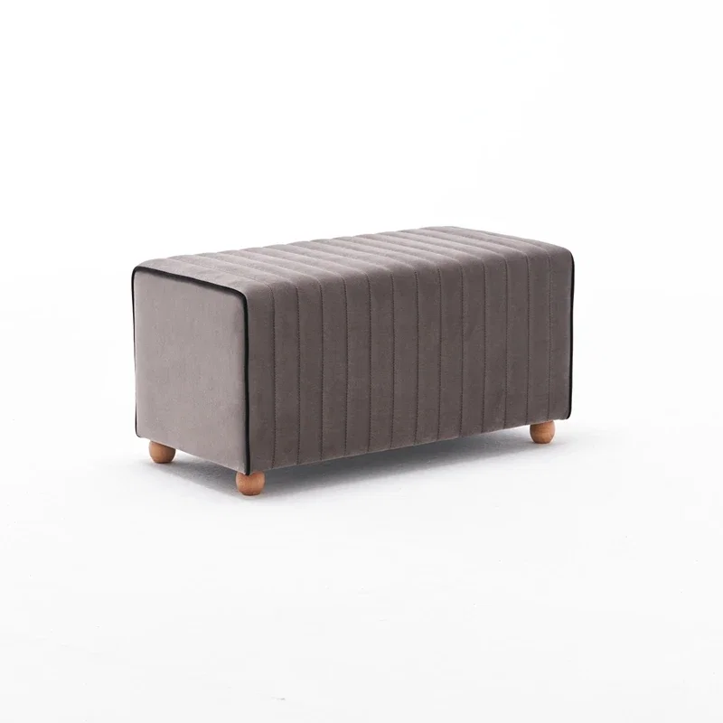 Bancheta Mabel, bej, catifea, baza din lemn, design modern [7]