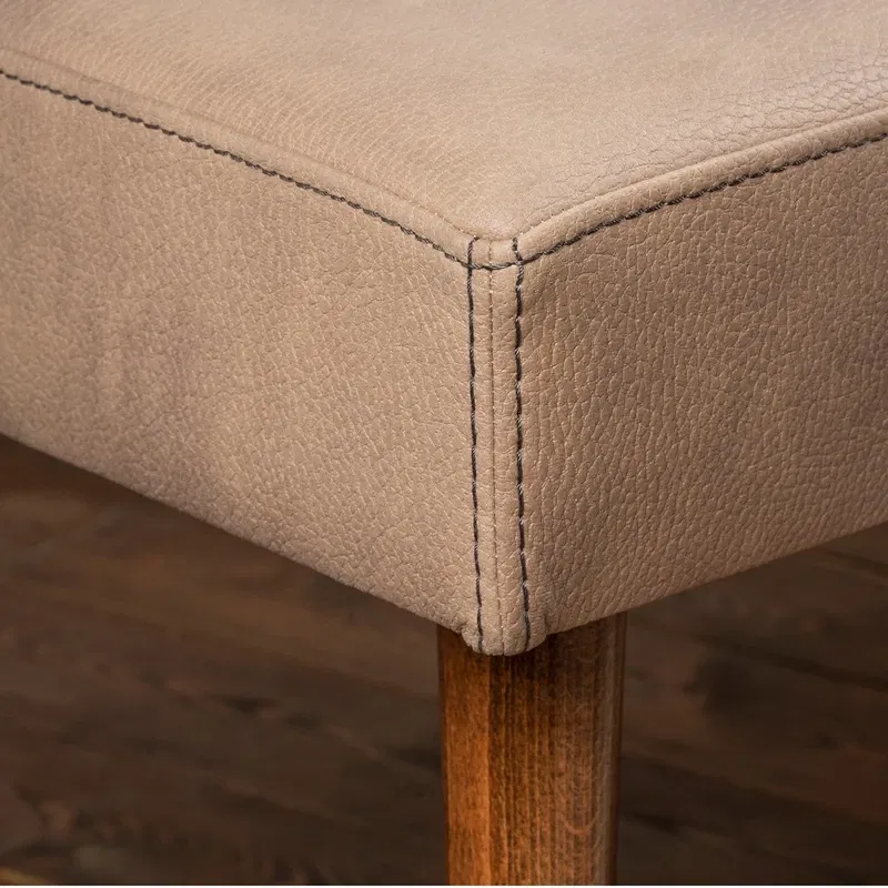 Bancheta Pole bej, cadru din lemn, tapiterie piele ecologica, stil clasic [3]