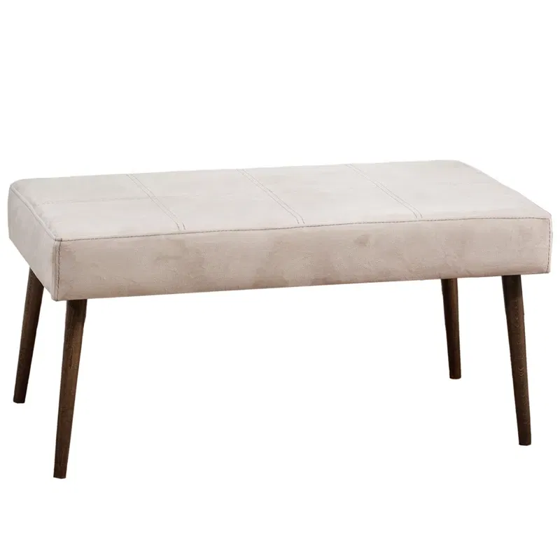 Bancheta Talu bej, cadru din lemn, tapiterie catifelata, design elegant [2]