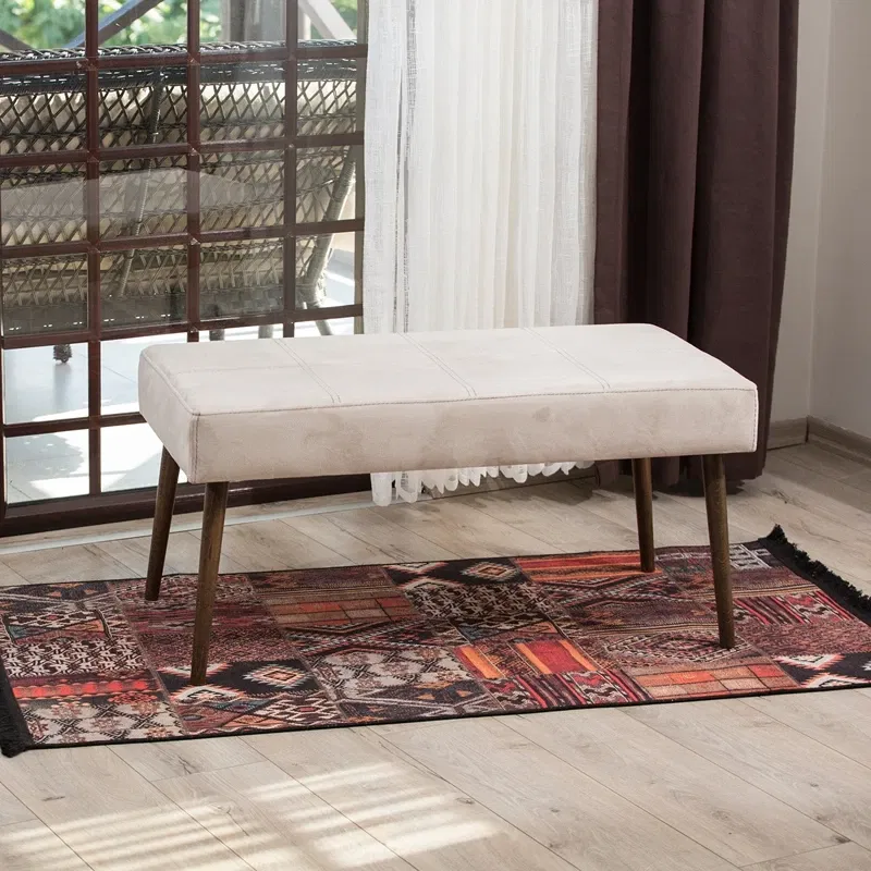 Bancheta Talu bej, cadru din lemn, tapiterie catifelata, design elegant [1]