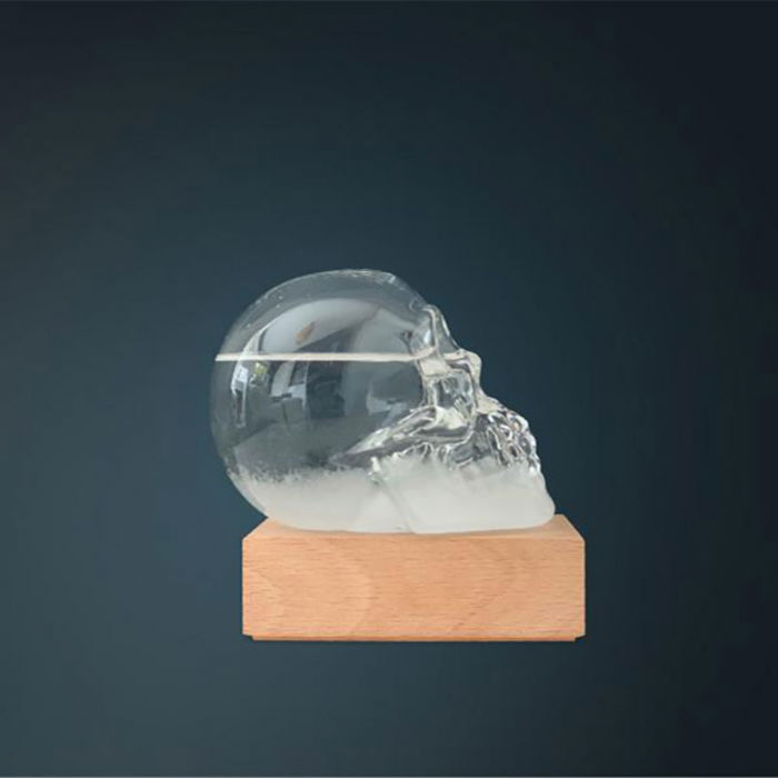 Barometru Craniu cu stativ din lemn [3]