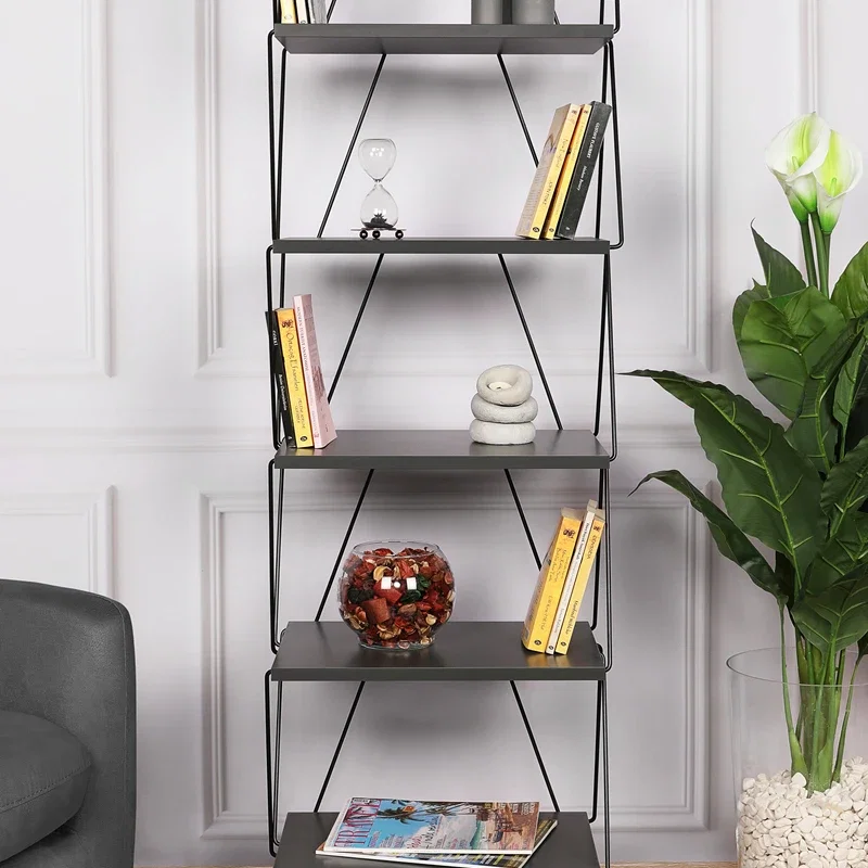 Biblioteca Balaban Antracit cu rafturi multiple pentru carti si decoratiuni [1]