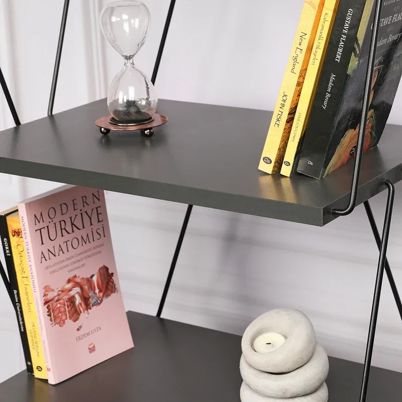 Biblioteca Balaban Antracit cu rafturi multiple pentru carti si decoratiuni [10]
