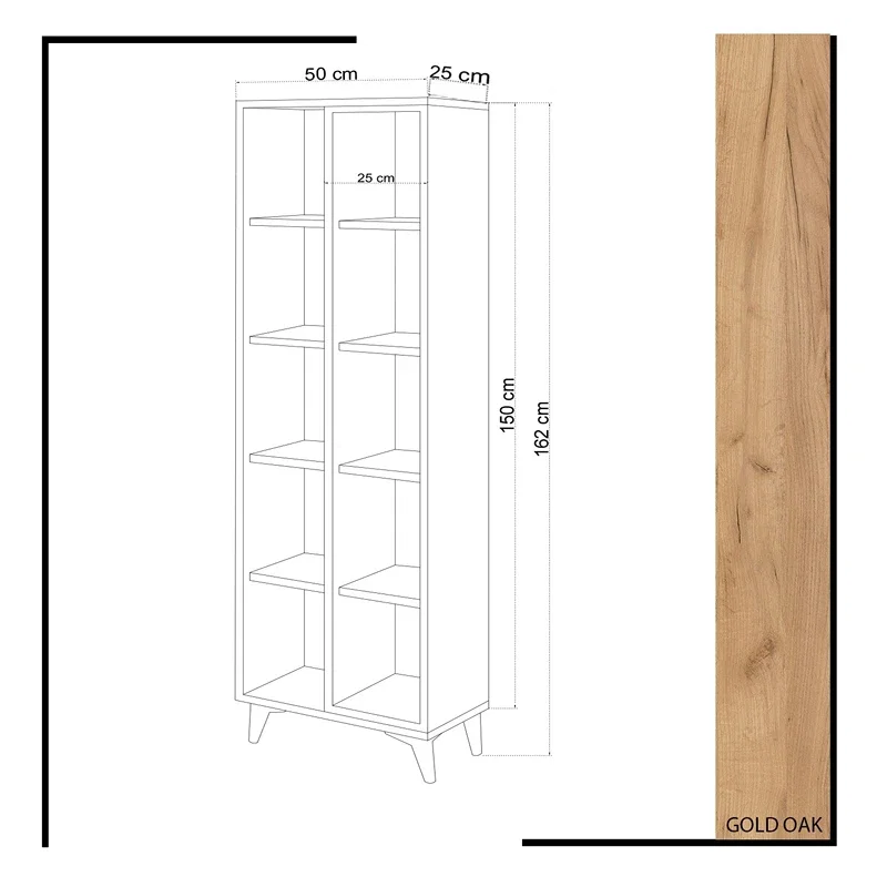 Biblioteca Enzamu, alba, rafturi multiple, design minimalist [4]