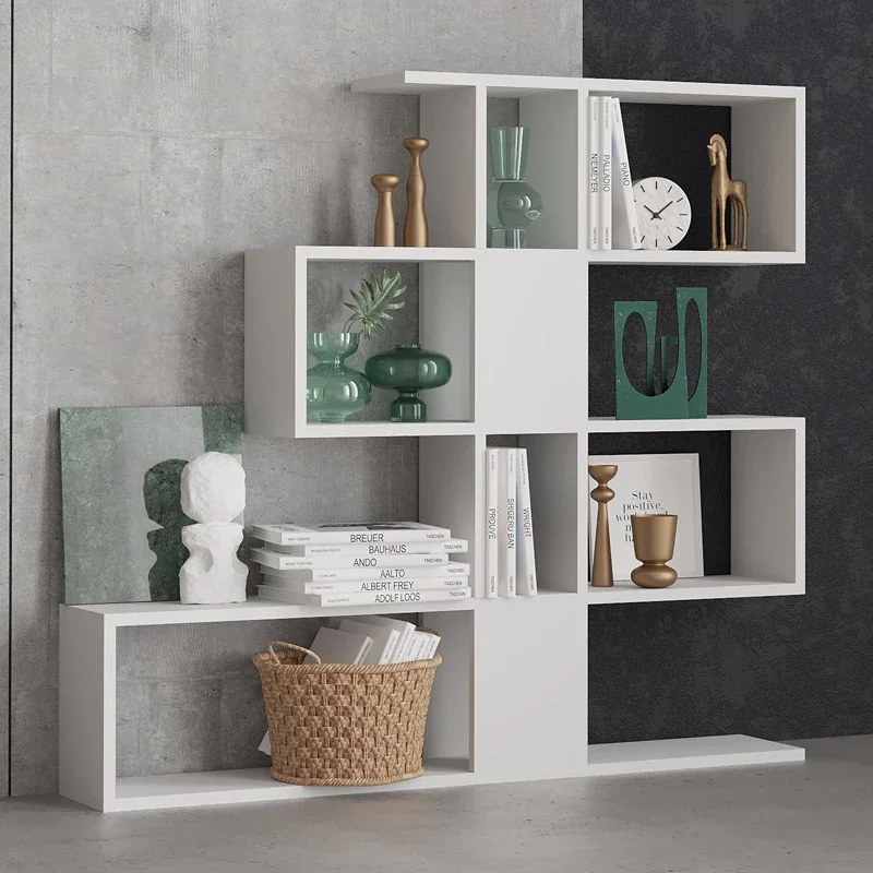 Biblioteca Karlin, alba, 120 cm, rafturi multiple, design modern [2]