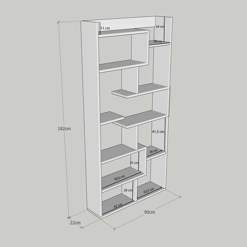 Biblioteca Kuttap Alba cu rafturi dreptunghiulare si design modern [3]