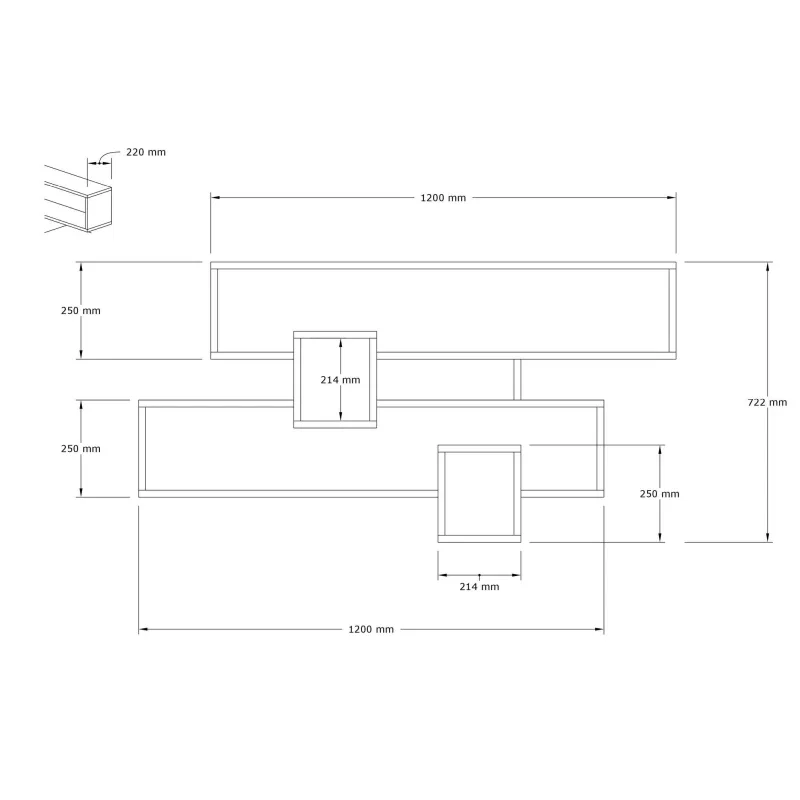 Biblioteca modulara Karen, antracit, rafturi asimetrice, 120 cm [4]