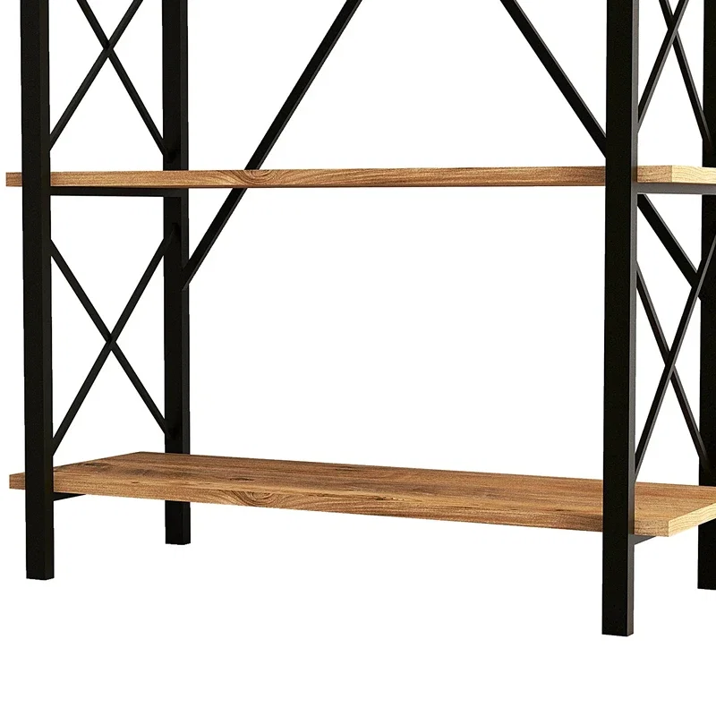 Biblioteca Nero Elit Atlantic Pin-Negru, design industrial, rafturi multiple [6]