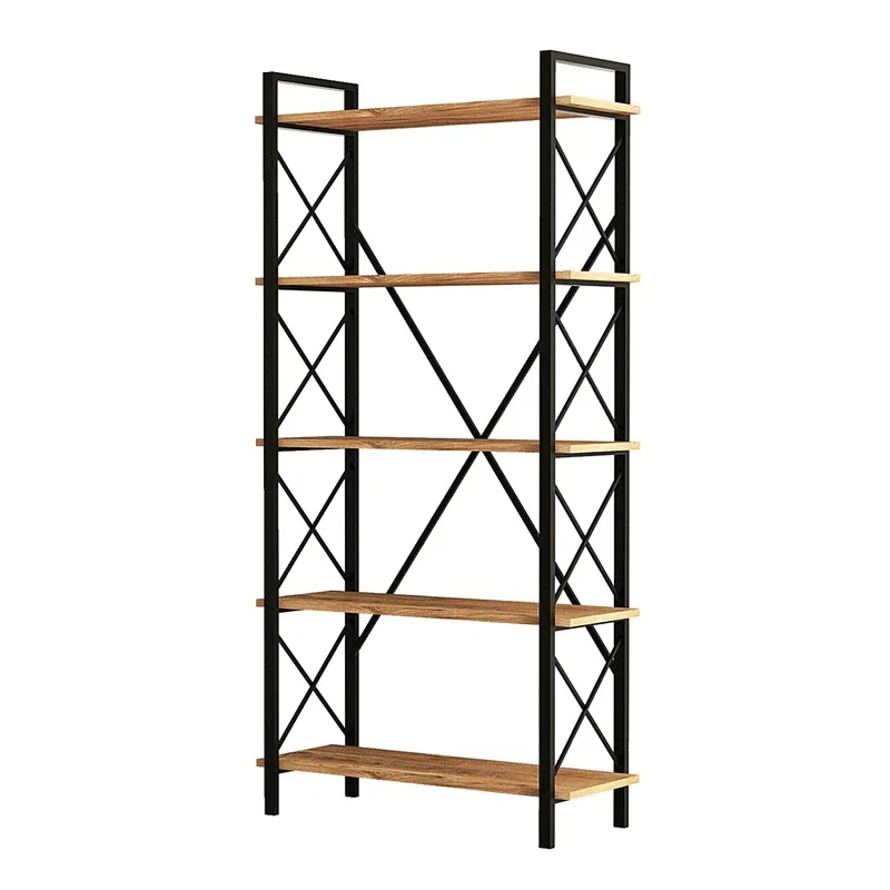 Biblioteca Nero Elit Atlantic Pin-Negru, design industrial, rafturi multiple [10]