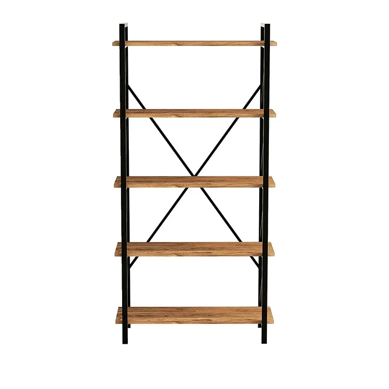 Biblioteca Nero Elit Atlantic Pin-Negru, design industrial, rafturi multiple [11]