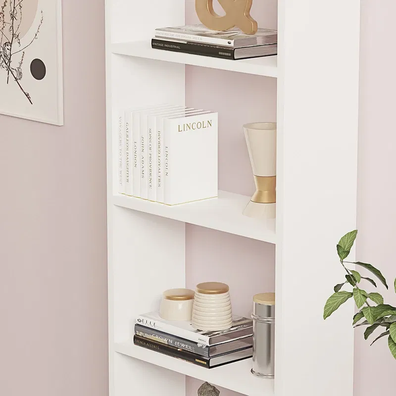 Biblioteca New, alb, spatii deschise, design minimalist, 160 cm [6]