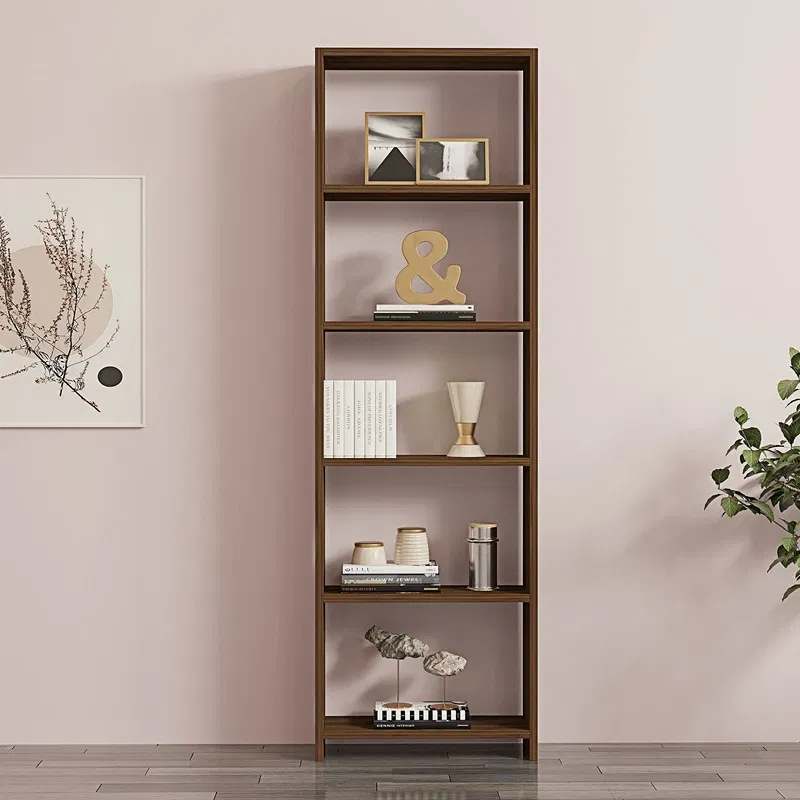 Biblioteca New, design elegant, finisaj nuc, spatii de depozitare, 160 cm [1]