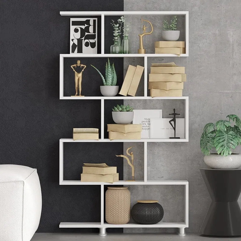 Biblioteca Nilufer alba, compartimentata, fixare pe perete [1]