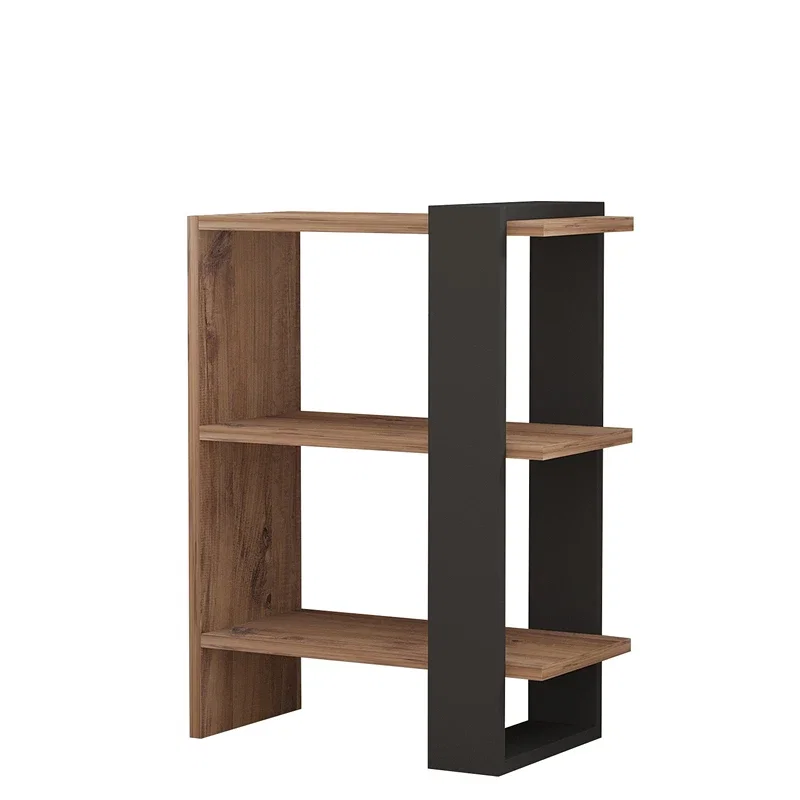 Biblioteca Ova, design modern, stejar si antracit, spatii deschise, 70 cm [5]