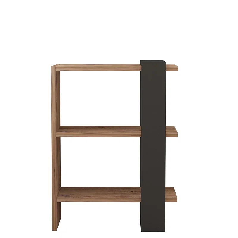Biblioteca Ova, design modern, stejar si antracit, spatii deschise, 70 cm [3]