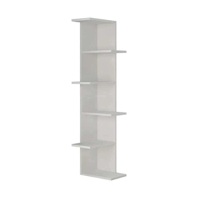 Biblioteca Saso, alba, 37 x 141 cm, cu rafturi multiple si montaj pe perete [3]