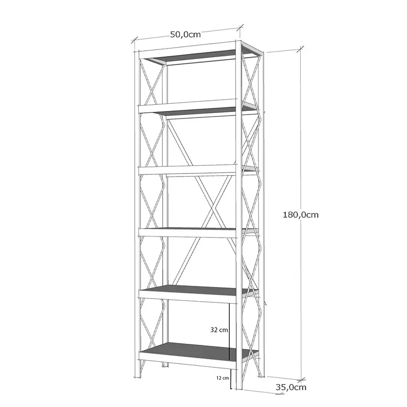Biblioteca Suadi Pin Negru cu cadru metalic si stil industrial [3]