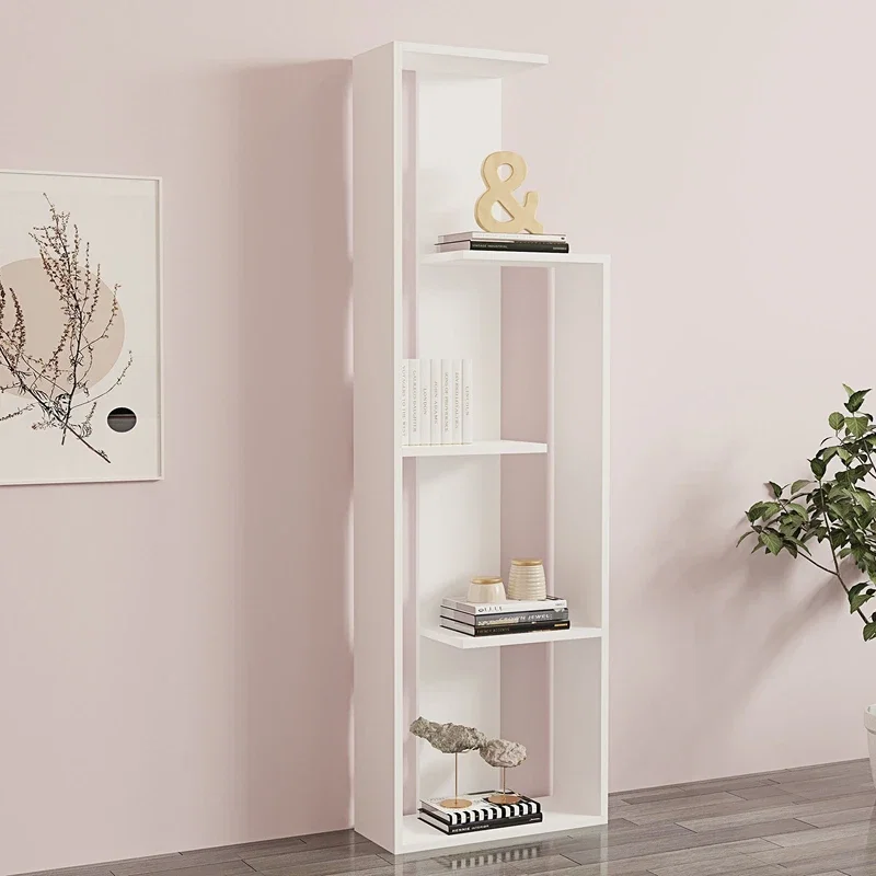 Biblioteca Wand, design modern, alb, compartimente multiple, 160 cm [3]