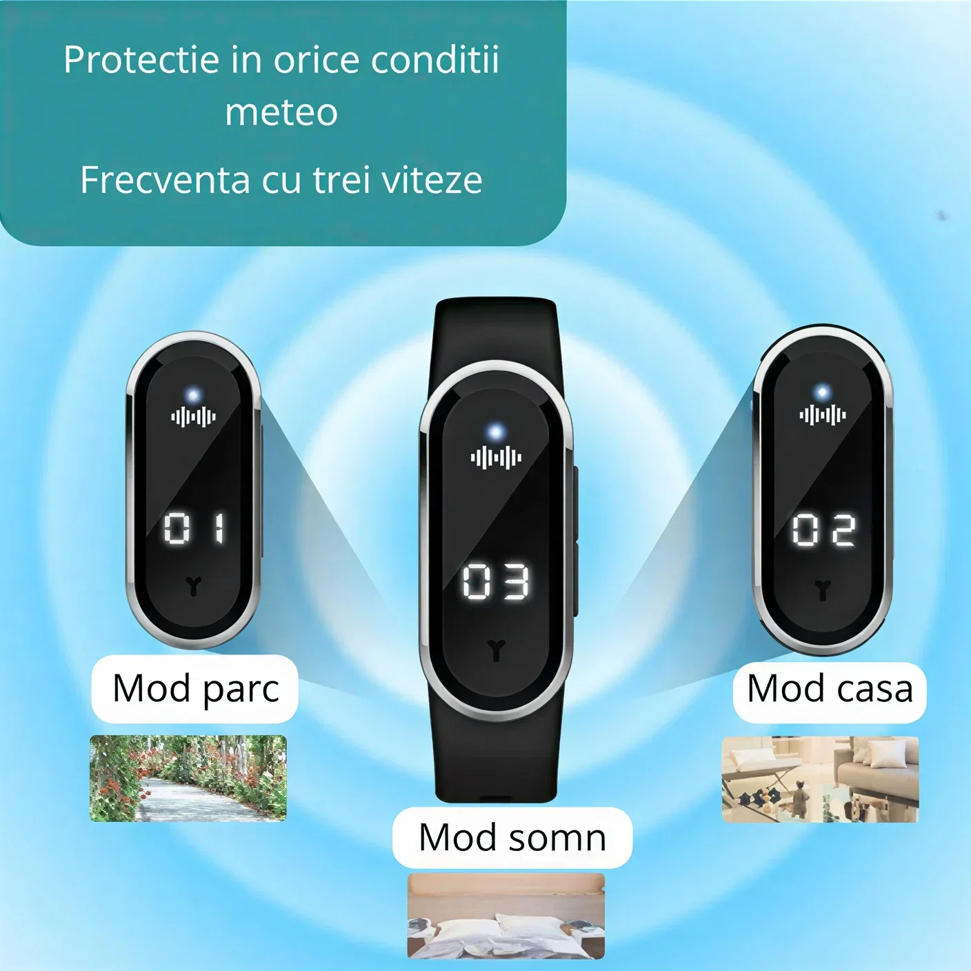 Bratara anti tantari cu ultrasunete, baterie reincarcabila 90mAh [7]