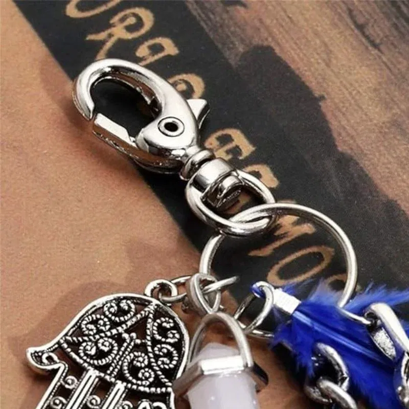 Breloc dreamcatcher cu pene albastre [2]