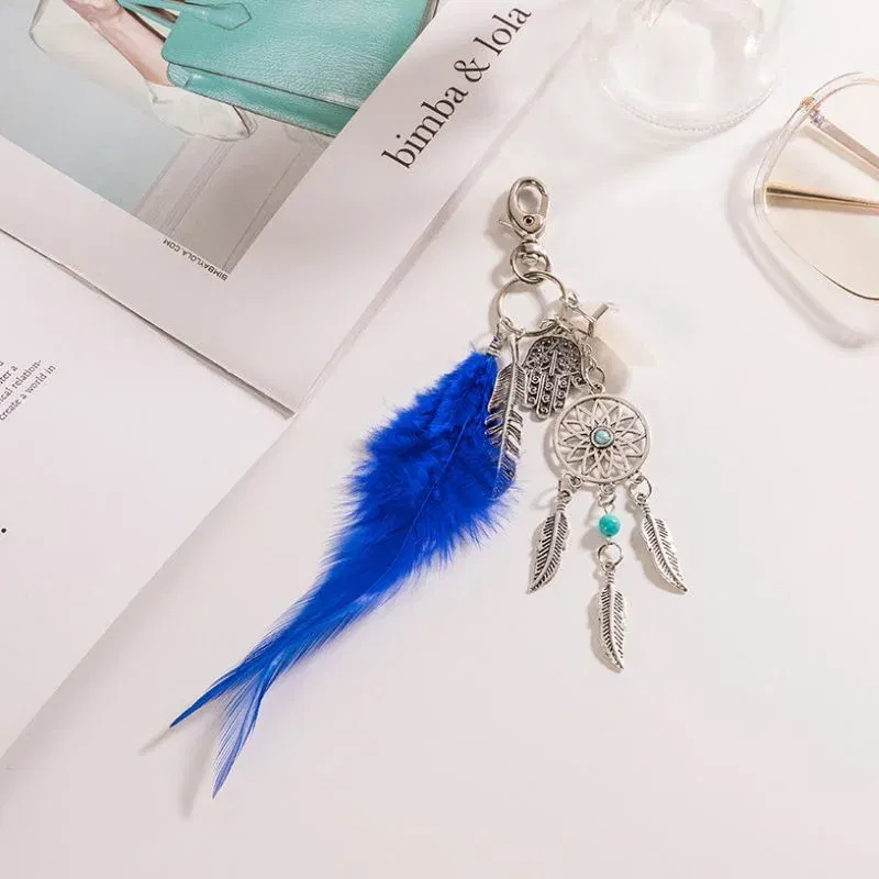 Breloc dreamcatcher cu pene albastre [3]