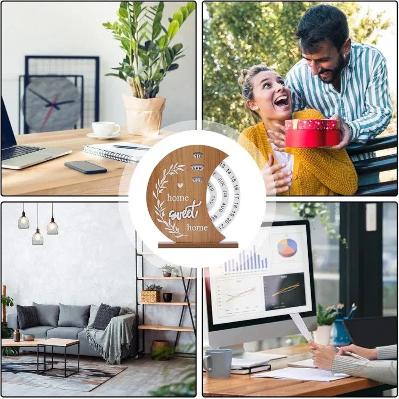 Calendar rotativ din lemn Home Sweet Home [7]