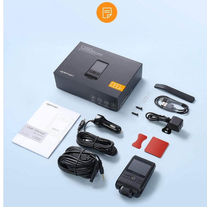 Camera auto DVR Dubla Apeman C550, Full HD, Bord si Spate, Detector miscare, Mod parcare, Filmare in bucla [7]