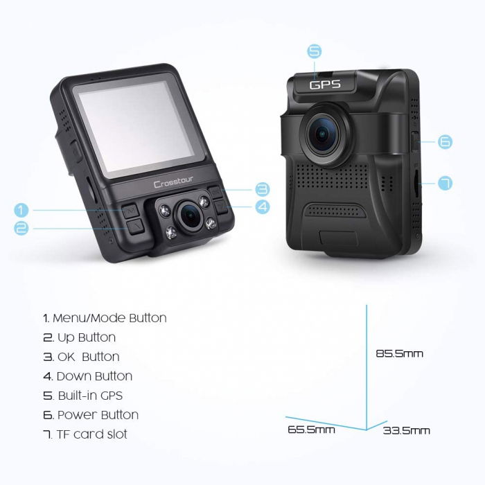 Camera auto DVR Dubla Crosstour CR750, Full HD, Bord si Interior, Night Vision, Mod parcare, Filmare in bucla [6]