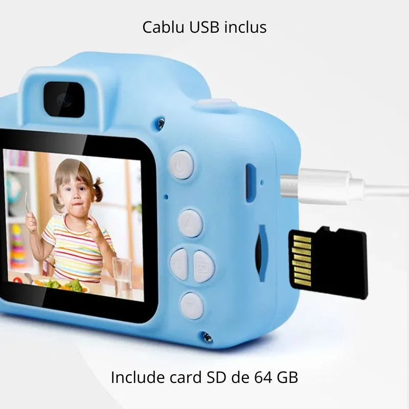 Camera foto pentru copii Smart Fun Albastru, 96 MP, Ecran 2.0 inch, 64 GB SD, 1080P HD [5]
