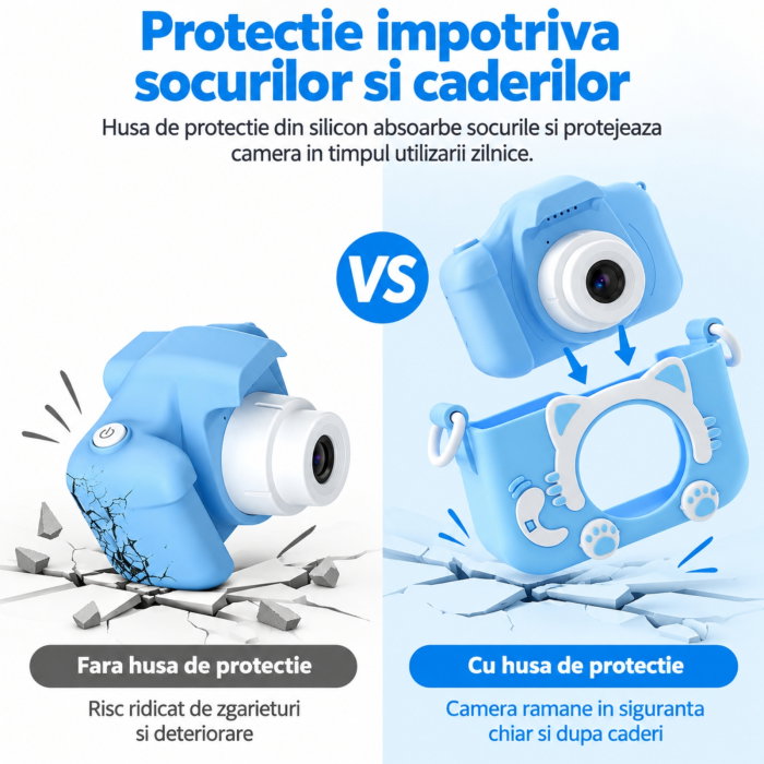 Camera foto pentru copii Smart Fun Albastru, 96 MP, Ecran 2.0 inch, 64 GB SD, 1080P HD [17]