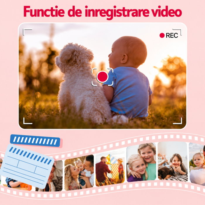 Camera foto pentru copii Smart Fun Roz, 96 MP, Ecran 2.0 inch, 64 GB SD, 1080P HD [3]