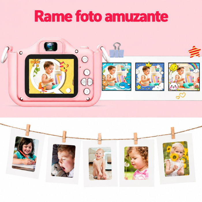 Camera foto pentru copii Smart Fun Roz, 96 MP, Ecran 2.0 inch, 64 GB SD, 1080P HD [5]