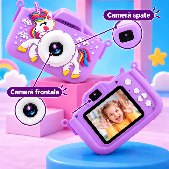 Camera foto pentru copii Smart Fun Unicorn, 96 MP, Ecran 2.0 inch, 64 GB SD, 1080P HD [8]