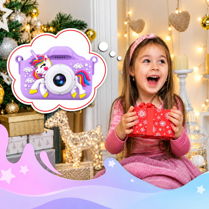 Camera foto pentru copii Smart Fun Unicorn, 96 MP, Ecran 2.0 inch, 64 GB SD, 1080P HD [9]