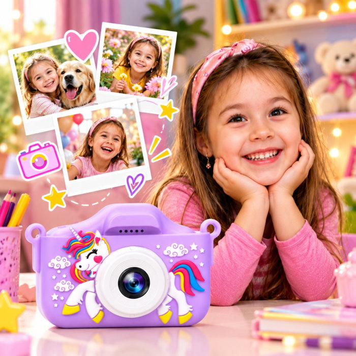 Camera foto pentru copii Smart Fun Unicorn, 96 MP, Ecran 2.0 inch, 64 GB SD, 1080P HD [6]
