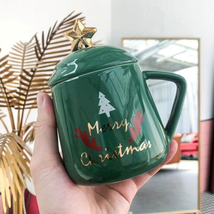 Cana cadou cu lingurita, Merry Christmas, 450 ml [5]