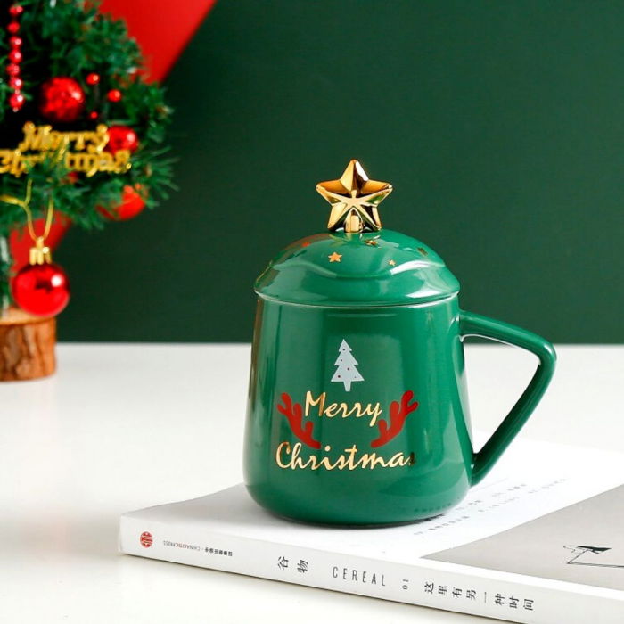 Cana cadou cu lingurita, Merry Christmas, 450 ml [1]