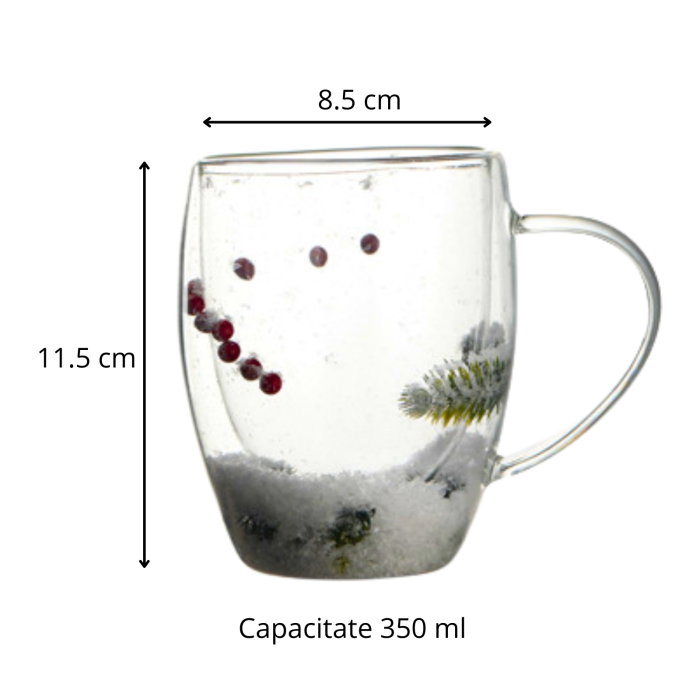 Cana cafea de Craciun din sticla transparenta [7]