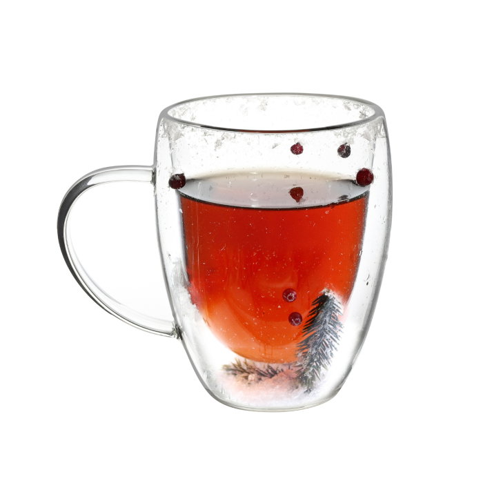 Cana cafea de Craciun din sticla transparenta [6]