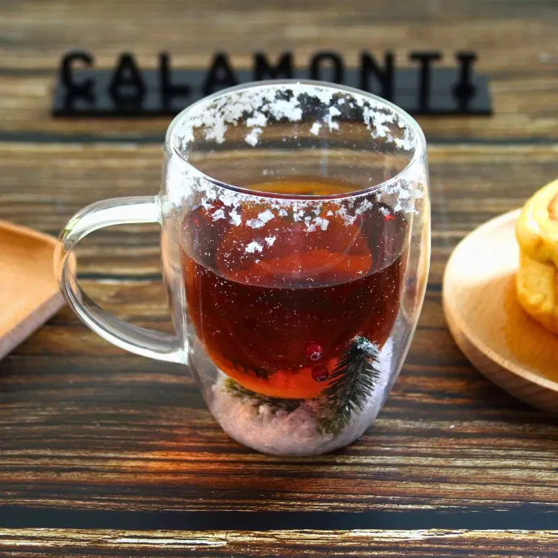 Cana cafea de Craciun din sticla transparenta [3]