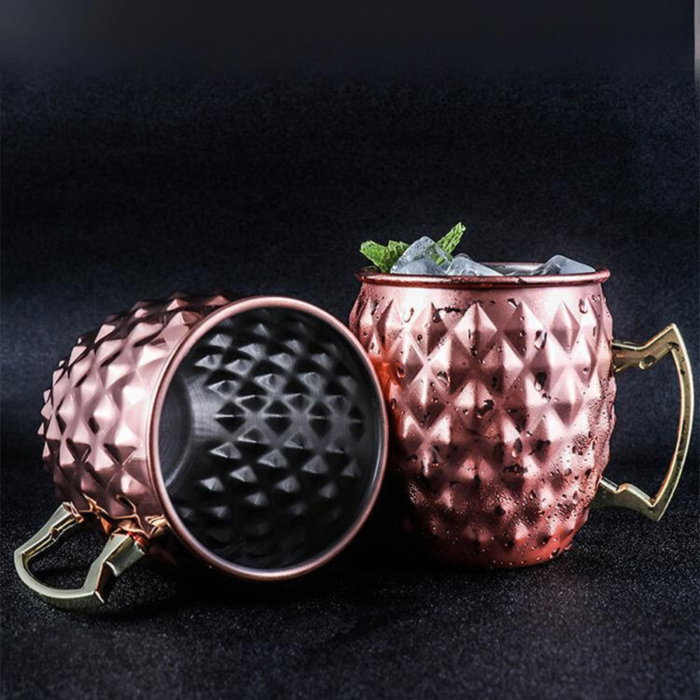 Cana Moscow Mule din cupru texturat, pahar cocktail premium cu maner [6]