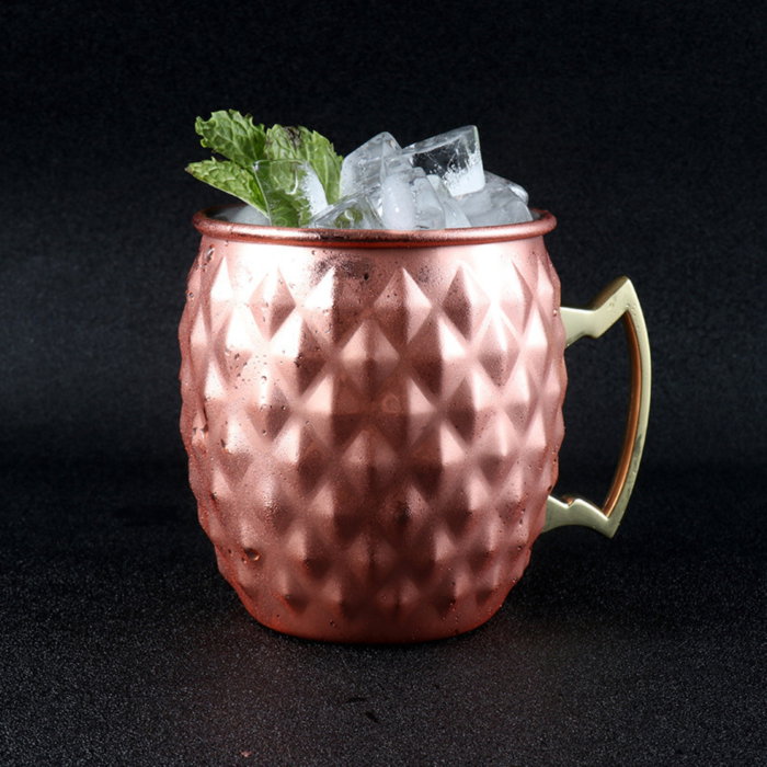 Cana Moscow Mule din cupru texturat, pahar cocktail premium cu maner [4]
